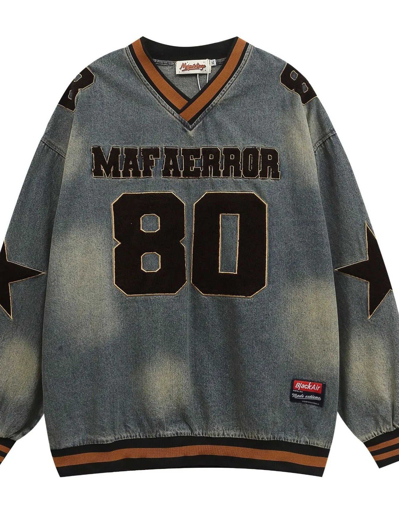 149219f291474902b0f135799d8d41ee-Max-OriginMen's Washed Denim Sports Jersey Sweatshirt