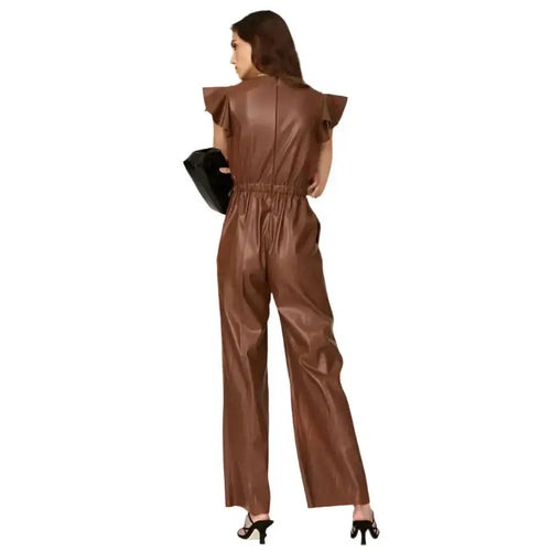 Brown Sheepskin Leather Jumpsuit