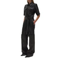 Classy Black Baggy Leather Jumpsuit